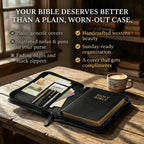 Last Day Sale!🔥 50% OFF The Sunday Grace Western Cowhide Bible Organizer — Handcrafted Zip-Around Cover for Study & Church
