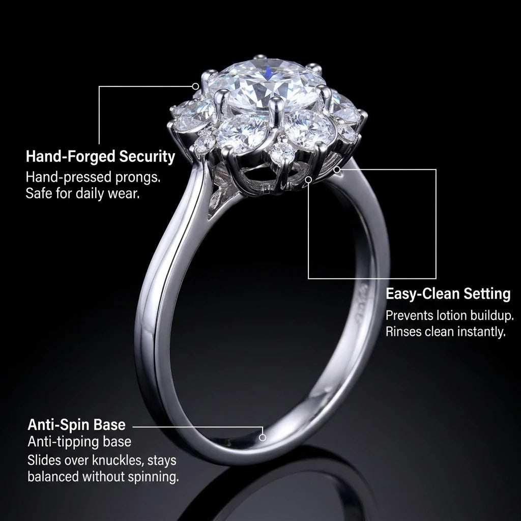 🔥90% OFF Last Day Sale |Heirloom Floral Moissanite Ring - Anti-Spin Comfort Fit for All Knuckles