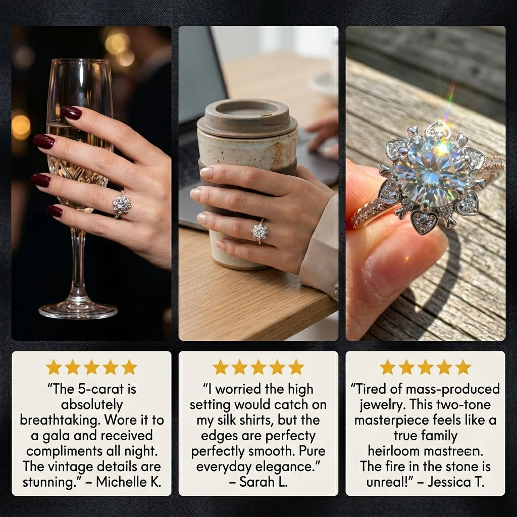 🔥90% OFF Last Day Sale |The Royal Sunburst Moissanite Ring | Hand-Forged Snag-Free Heirloom Quality