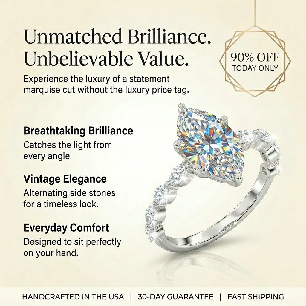 🔥90% OFF Last Day Sale |The Handcrafted Vintage Elongating Comfort-Fit Marquise Ring