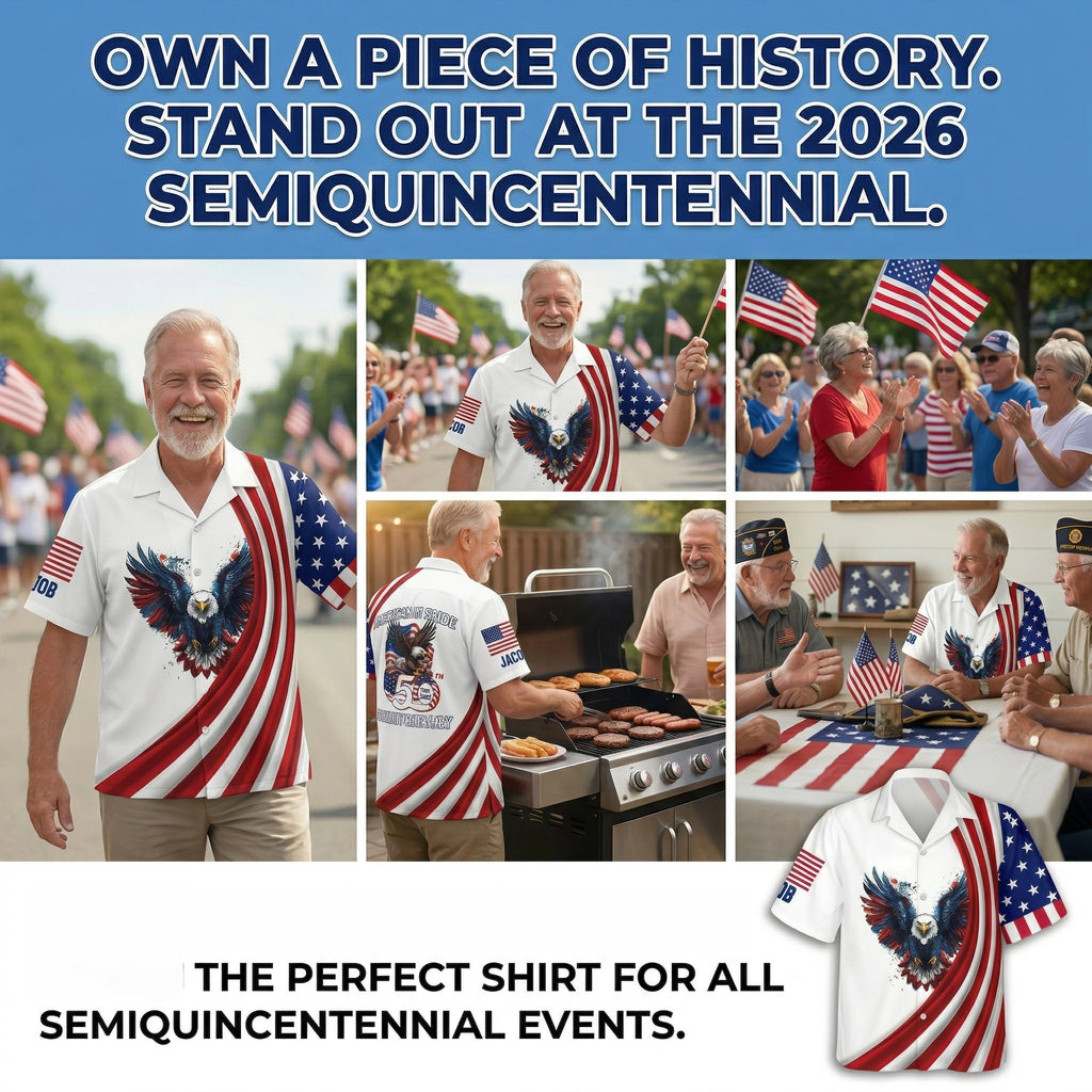 "American Pride" Bald Eagle Hawaiian Shirt – Celebrate 250 Years of Freedom (1776-2026) 🇺🇸 | 70% OFF🔥 Last Day Sale