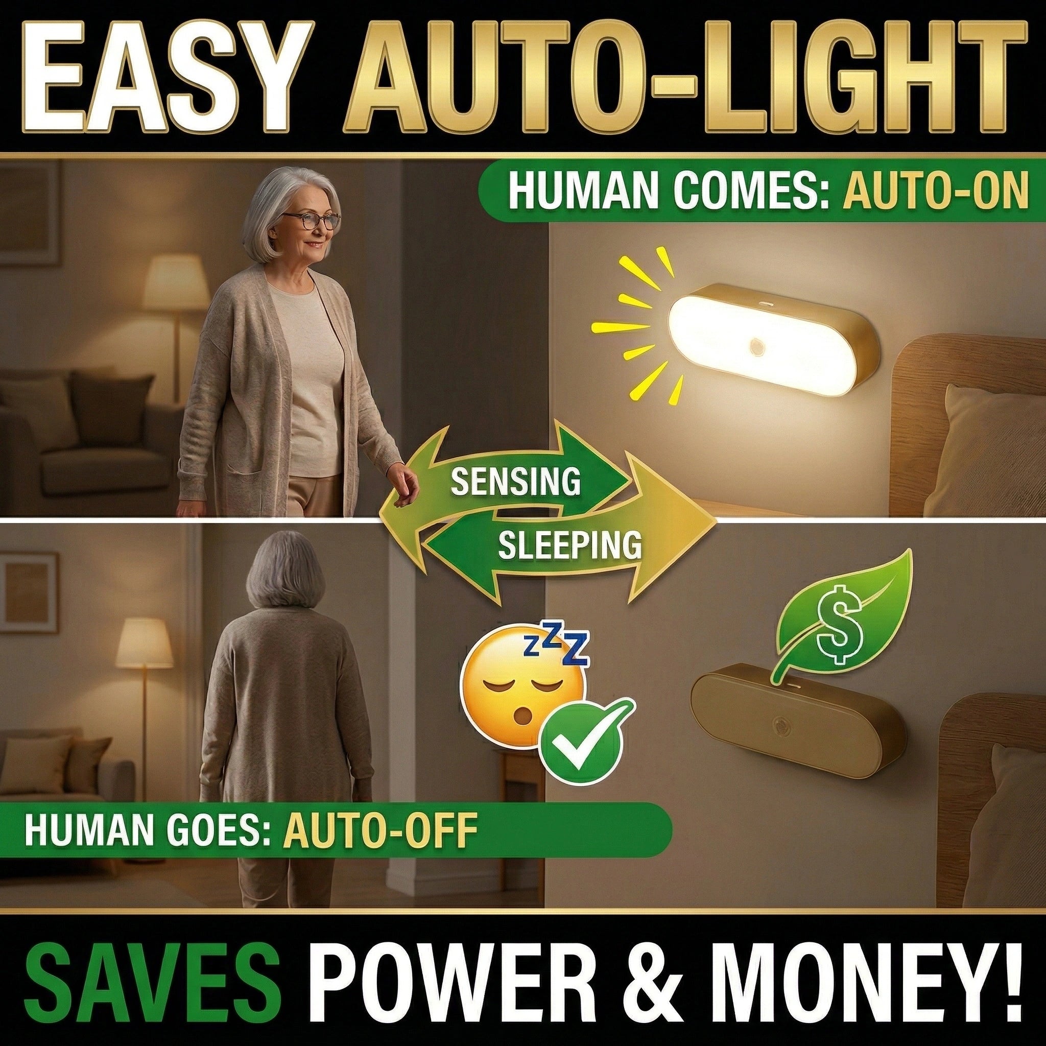 Auto-Sensor Night Light Prevent Dark Falls (No Tools Needed!) 70% OFF🔥 Last Day Sale