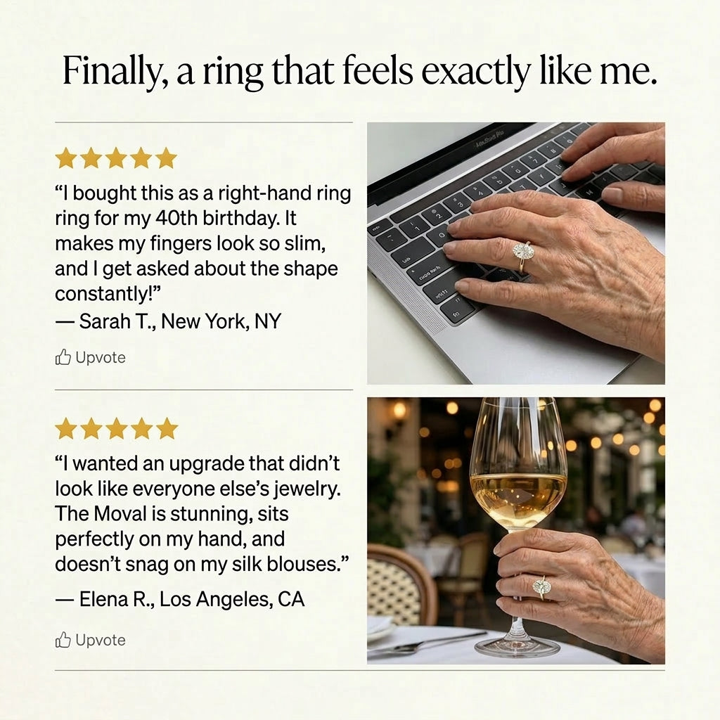 🔥90% OFF Last Day Sale |The Rare Moval Cut Ring | Finger-Elongating 18K Gold Solitaire