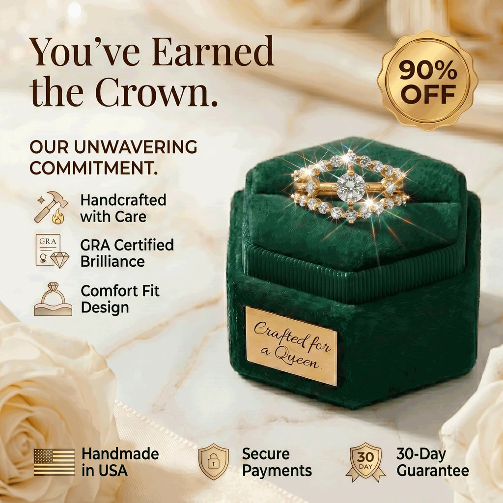 🔥90% OFF Last Day Sale Hand-Forged Moissanite Crown Ring | Comfort-Glide Fit for Arthritis Knuckles & 100% Snag-Free
