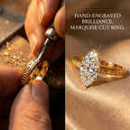 🔥90% OFF Last Day Sale |The Amvin Hand-Engraved Marquise Ring — Finger-Elongating Cut & Snag-Free Petal Prongs