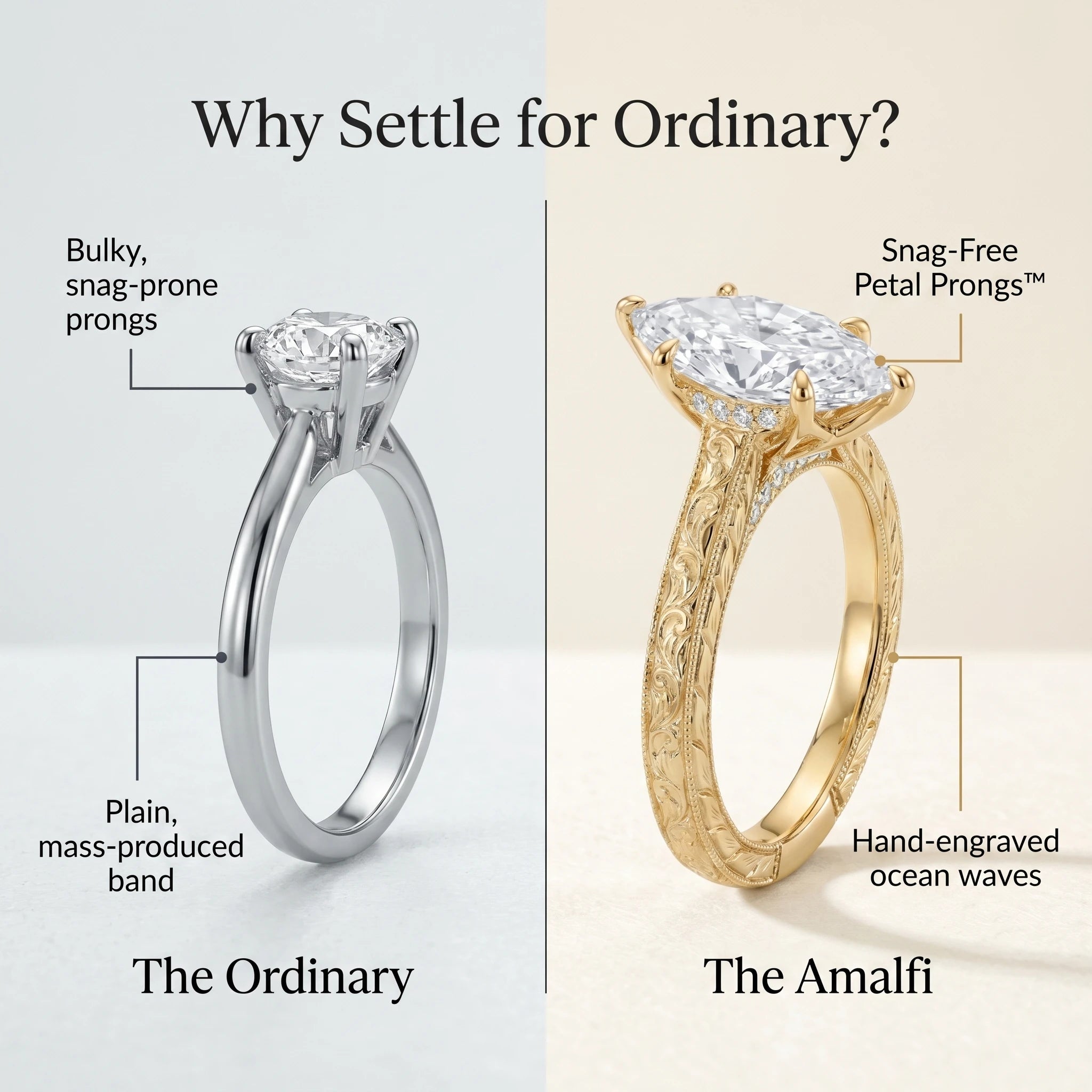 🔥90% OFF Last Day Sale |The Amvin Hand-Engraved Marquise Ring — Finger-Elongating Cut & Snag-Free Petal Prongs