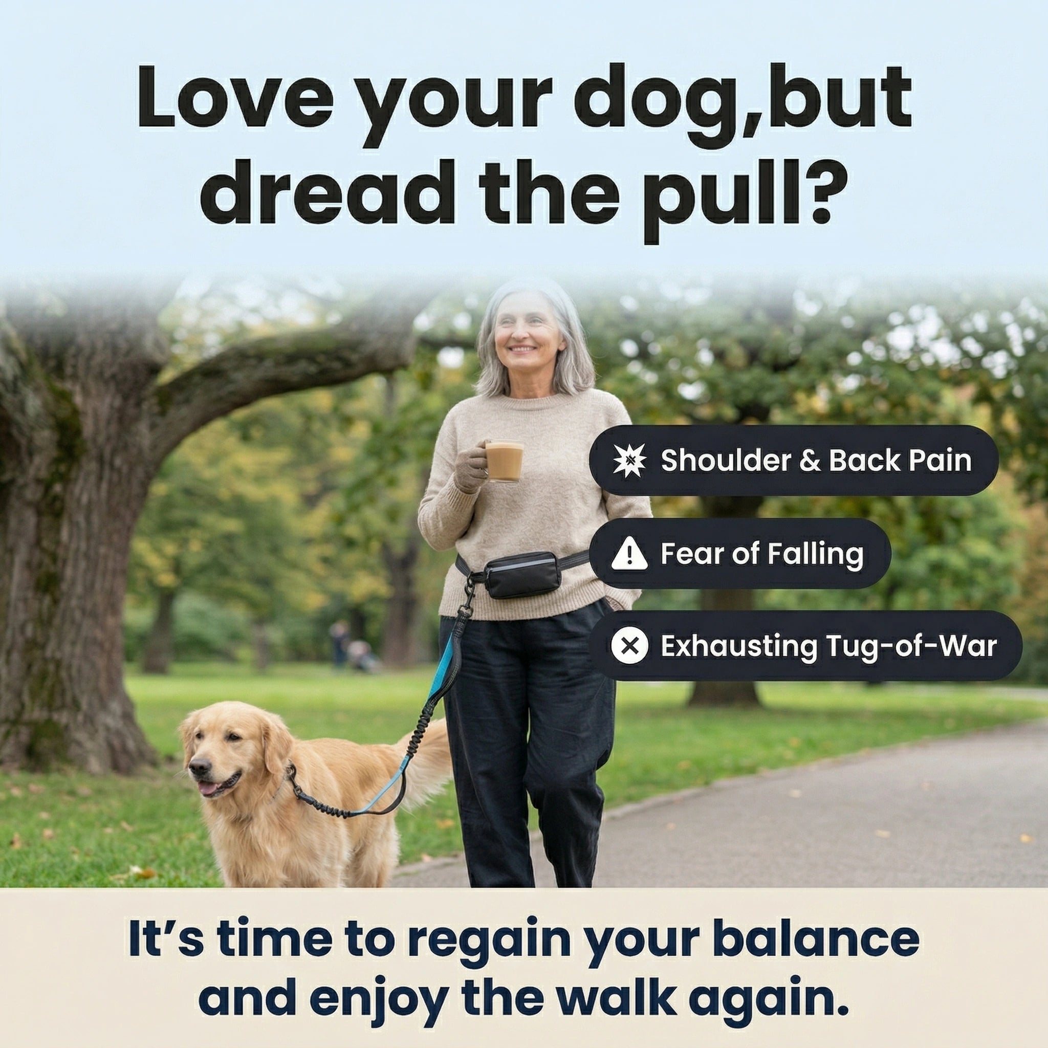 Last Day Sale!🔥 50% OFF Premium Hands-Free Dog Leash - Arthritis & Back Friendly