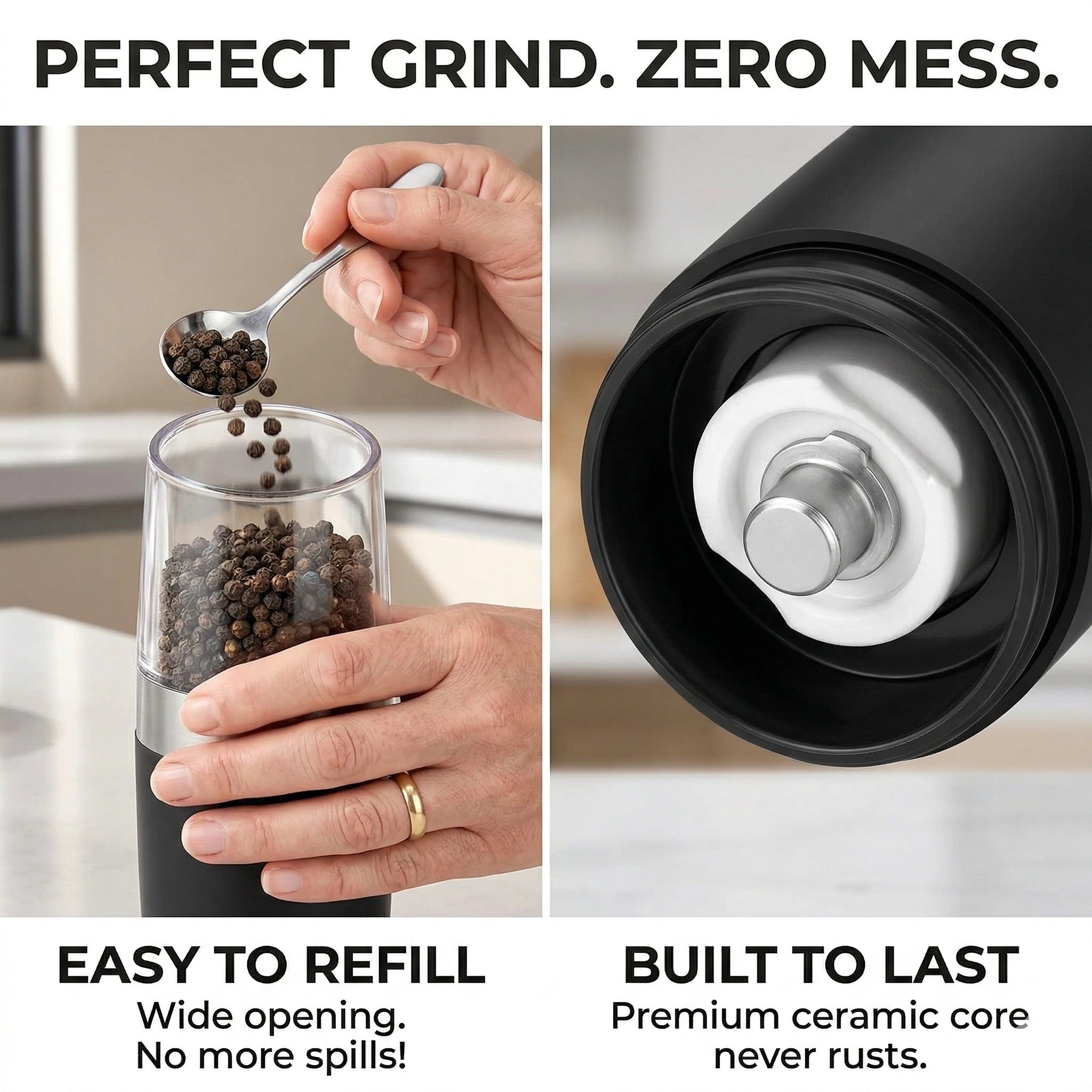 Last Day Sale!🔥 50% OFF Premium Gravity Salt & Pepper Grinder - Arthritis Friendly
