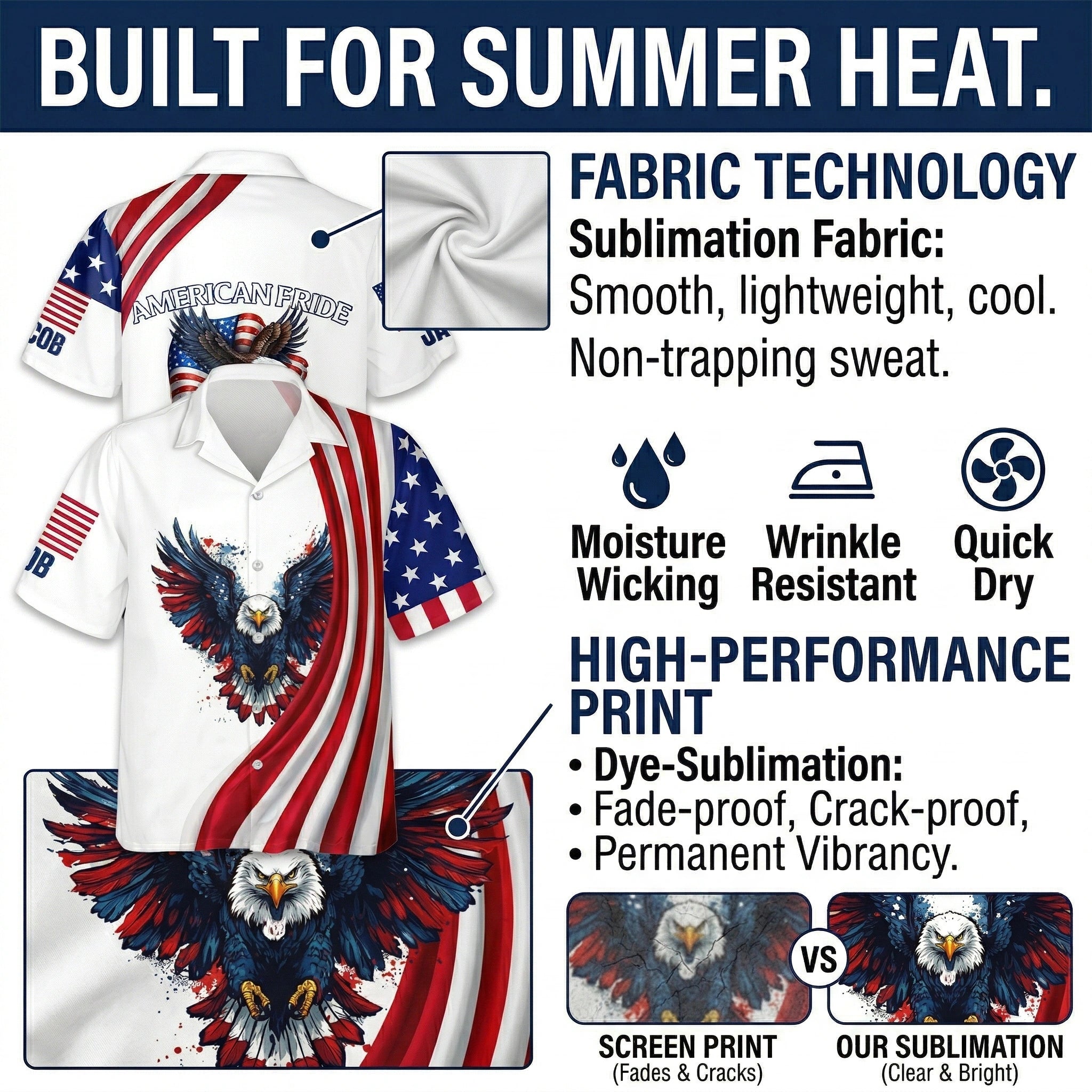 "American Pride" Bald Eagle Hawaiian Shirt – Celebrate 250 Years of Freedom (1776-2026) 🇺🇸 | 70% OFF🔥 Last Day Sale