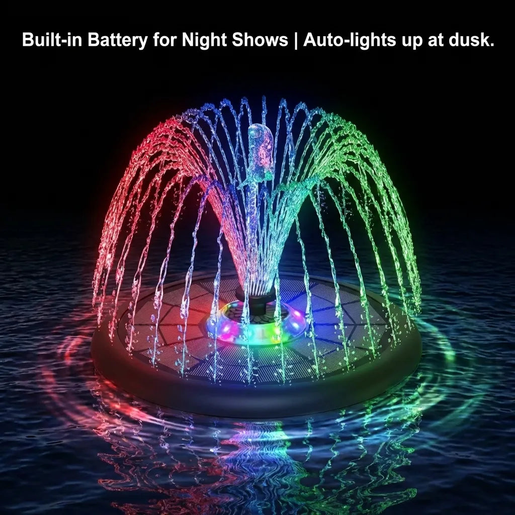 Last Day Sale!🔥50% OFF-Solar Oasis Pro: Glass Panel Fountain with Night LED Lights