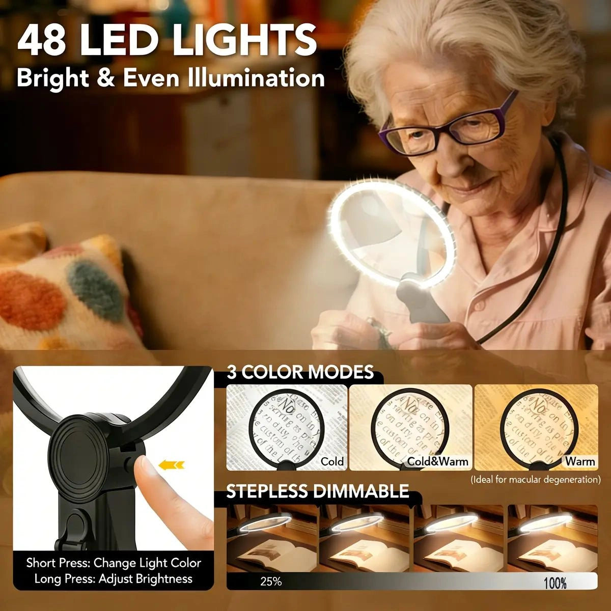 Last Day Sale!🔥90% OF Premium Hands-Free LED Magnifying Glass for Crafts & Reading