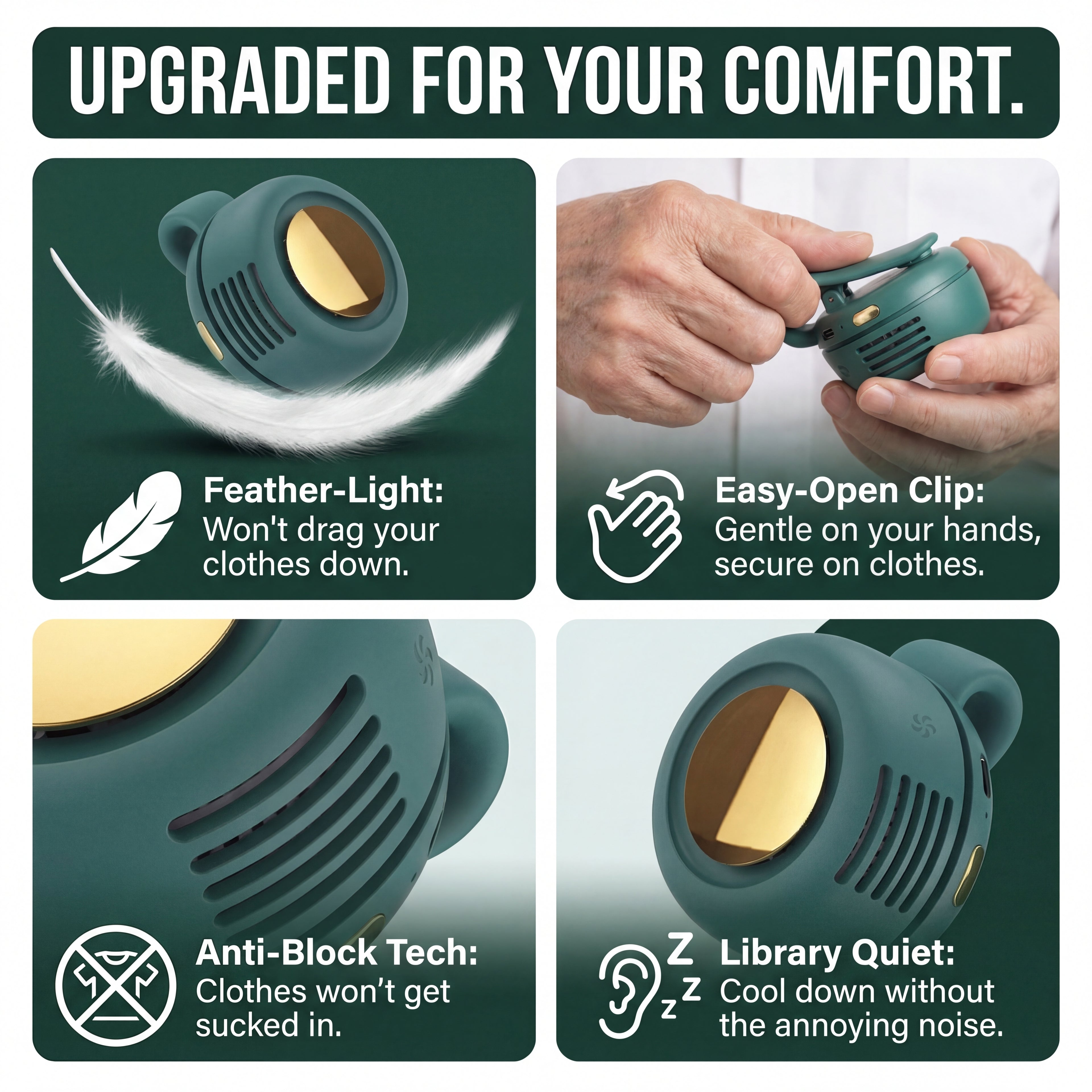 Last Day Sale!🔥 70% OFF Premium Invisible Clip-On Fan - Hot Flash Relief & Hands-Free