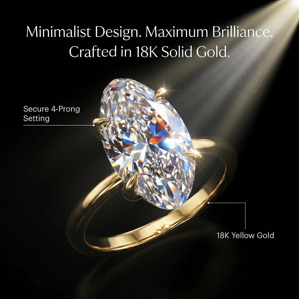 🔥90% OFF Last Day Sale |The Rare Moval Cut Ring | Finger-Elongating 18K Gold Solitaire