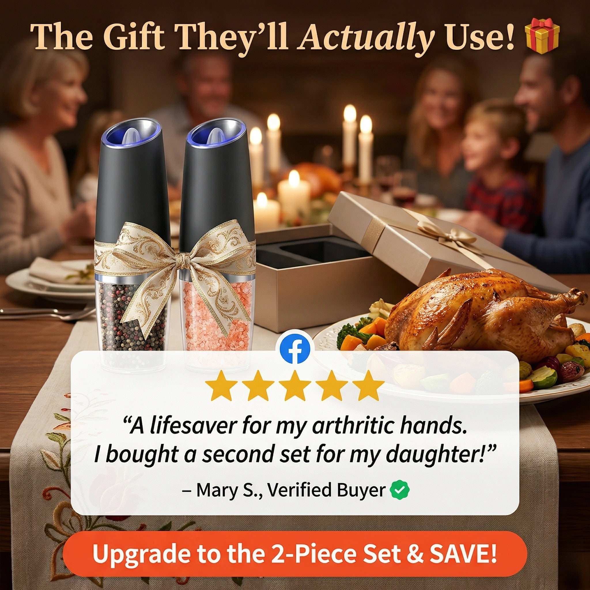 Last Day Sale!🔥 50% OFF Premium Gravity Salt & Pepper Grinder - Arthritis Friendly