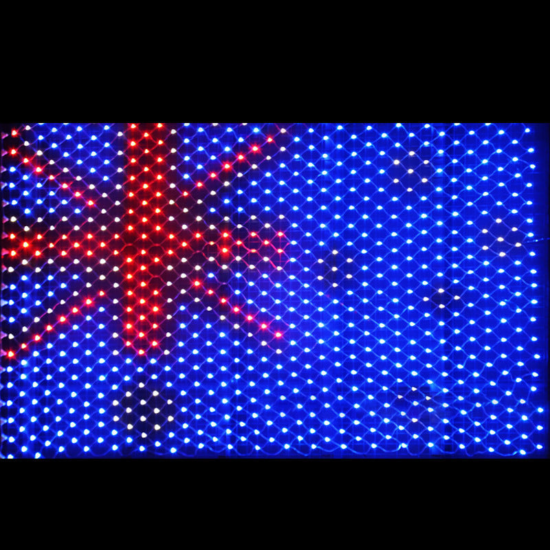 Custom Solar-Powered National Flag Net Lights - Commemorative and Fun Outdoor Decorations