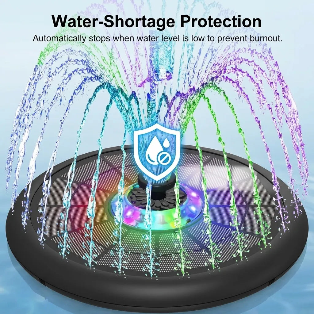 Last Day Sale!🔥50% OFF-Solar Oasis Pro: Glass Panel Fountain with Night LED Lights