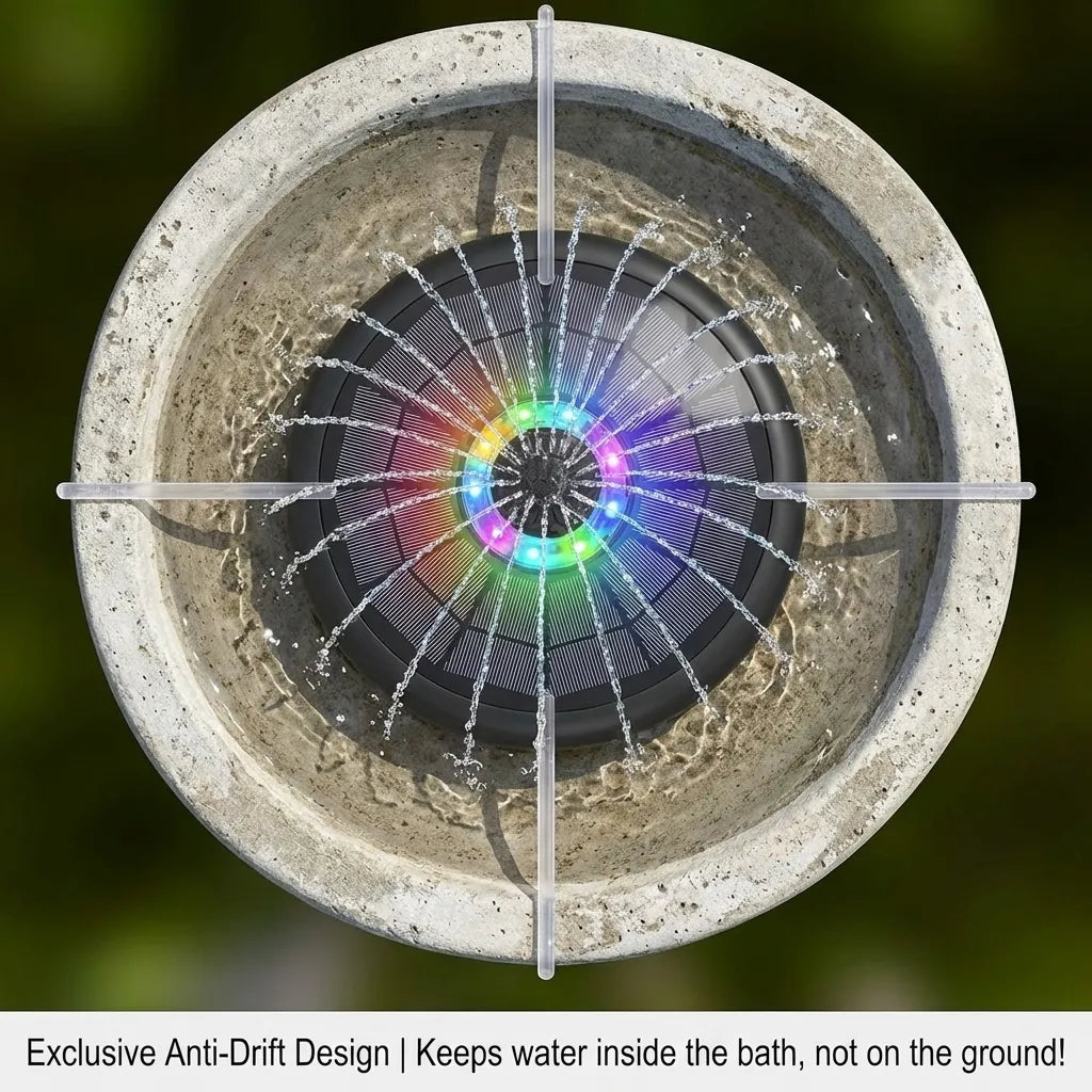 Last Day Sale!🔥50% OFF-Solar Oasis Pro: Glass Panel Fountain with Night LED Lights