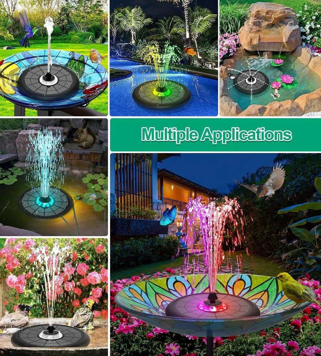 Last Day Sale!🔥50% OFF-Solar Oasis Pro: Glass Panel Fountain with Night LED Lights
