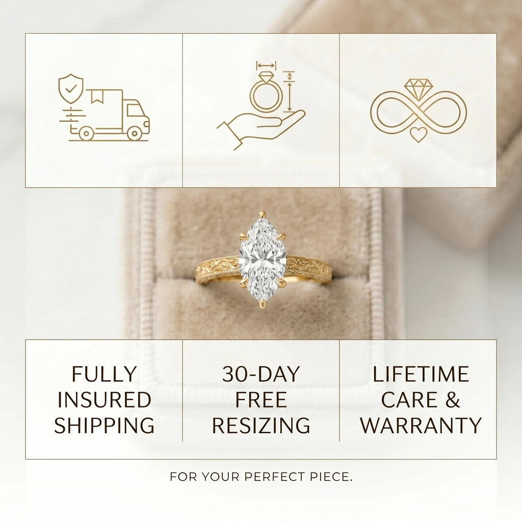 🔥90% OFF Last Day Sale |The Amvin Hand-Engraved Marquise Ring — Finger-Elongating Cut & Snag-Free Petal Prongs
