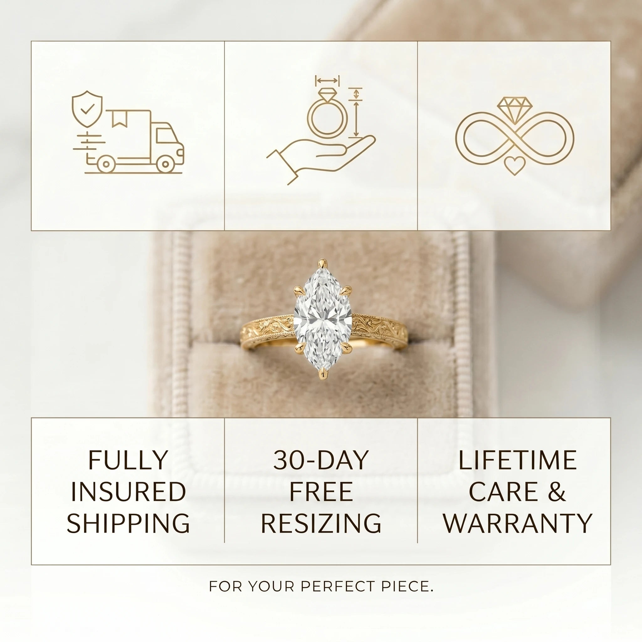 🔥90% OFF Last Day Sale |The Amvin Hand-Engraved Marquise Ring — Finger-Elongating Cut & Snag-Free Petal Prongs