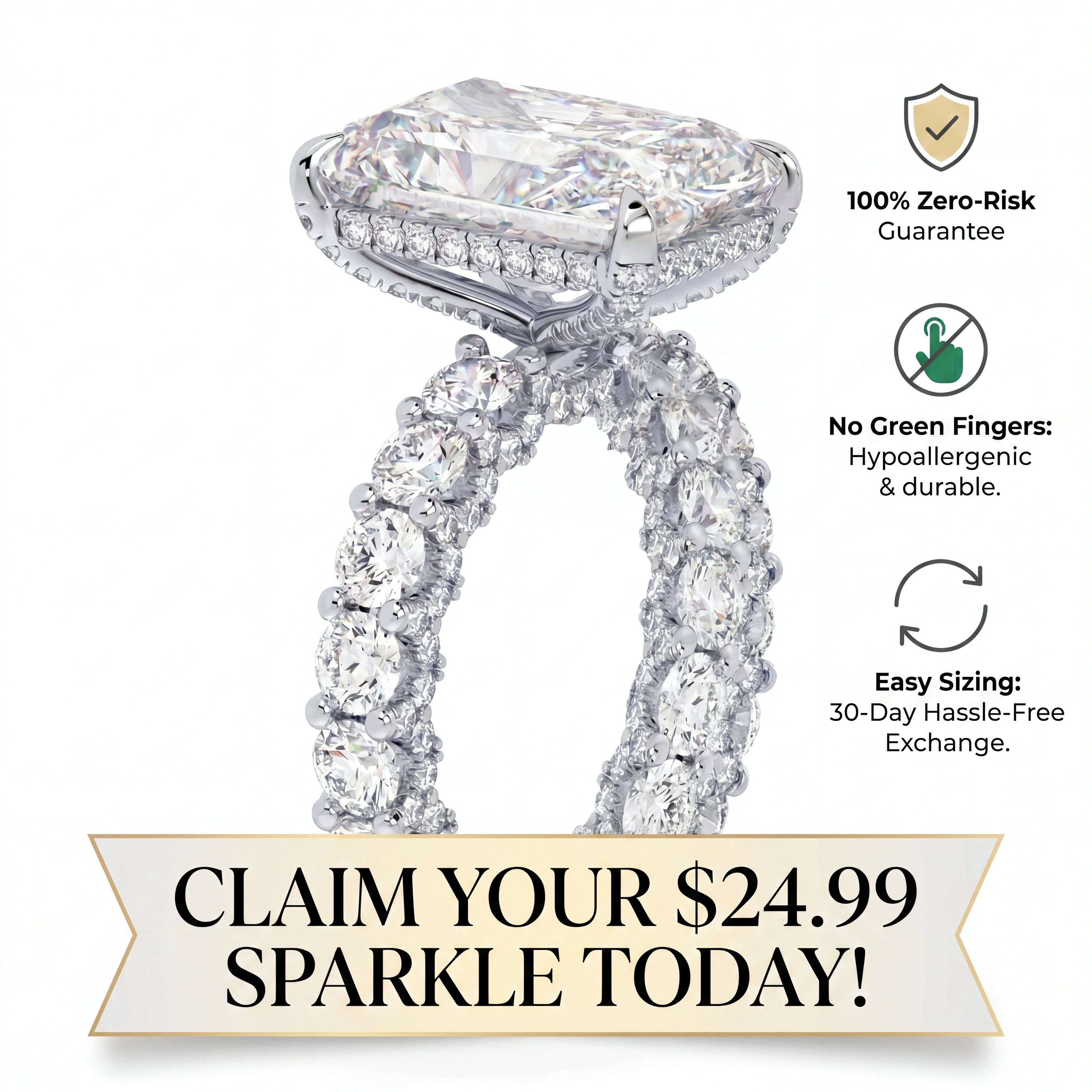 Viral Restock! 🚨 80% OFF The 5.51ct Radiant Illusion Ring - Elongates Fingers, Flawless $8k Look