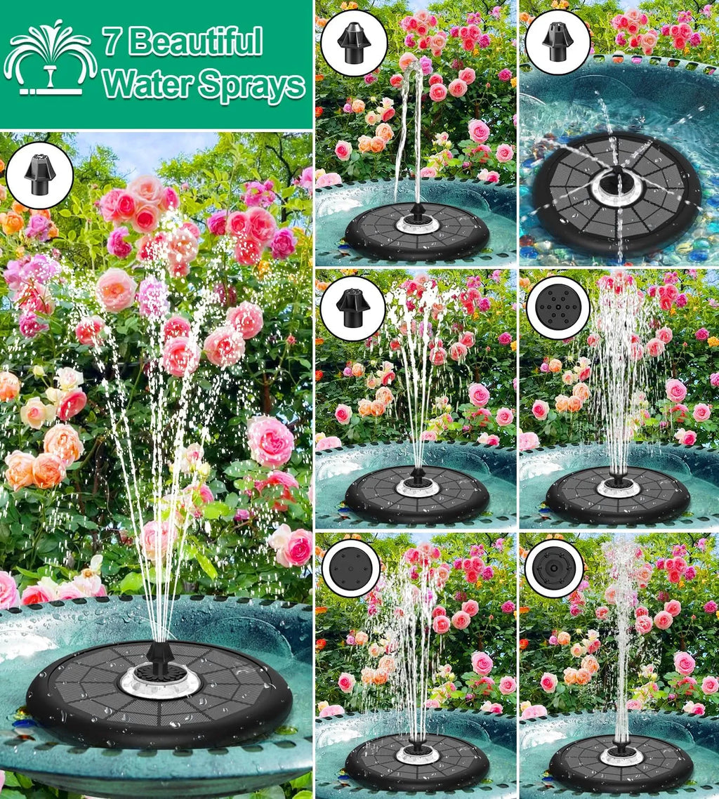 Last Day Sale!🔥50% OFF-Solar Oasis Pro: Glass Panel Fountain with Night LED Lights