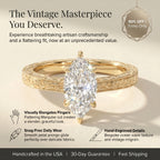 🔥90% OFF Last Day Sale |The Amvin Hand-Engraved Marquise Ring — Finger-Elongating Cut & Snag-Free Petal Prongs