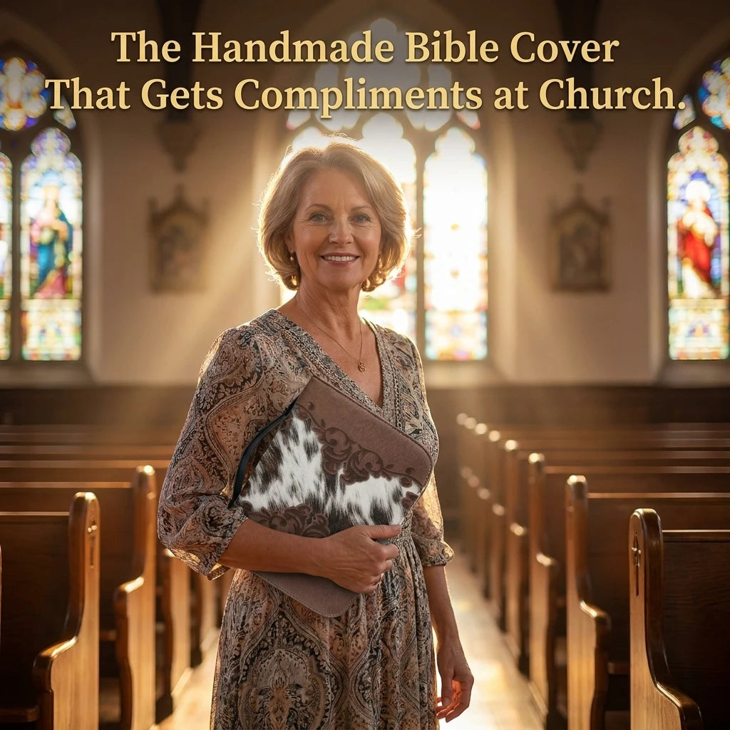 Last Day Sale!🔥 50% OFF The Sunday Grace Western Cowhide Bible Organizer — Handcrafted Zip-Around Cover for Study & Church