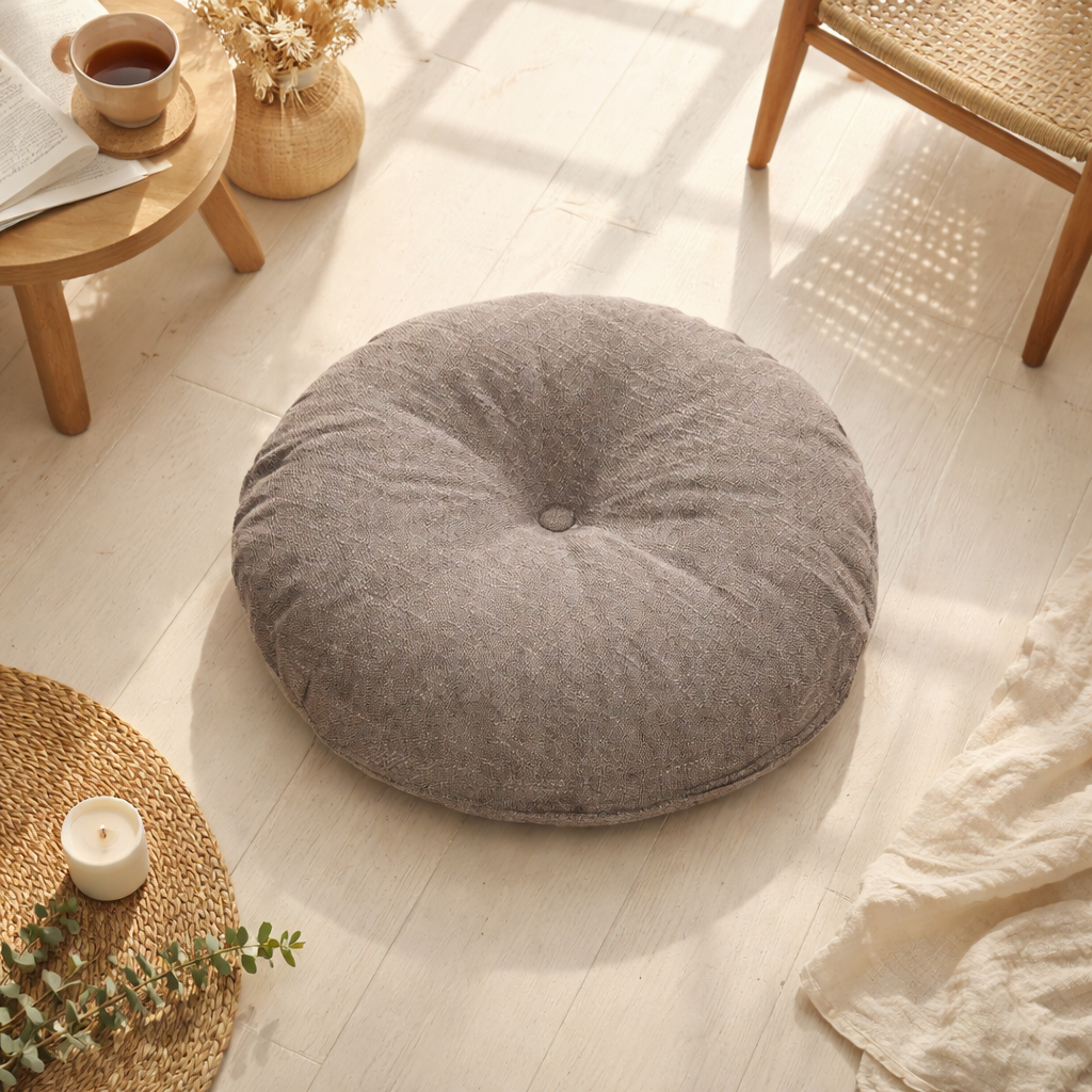 Round Floor Cushion – Soft Tufted Seat Pad