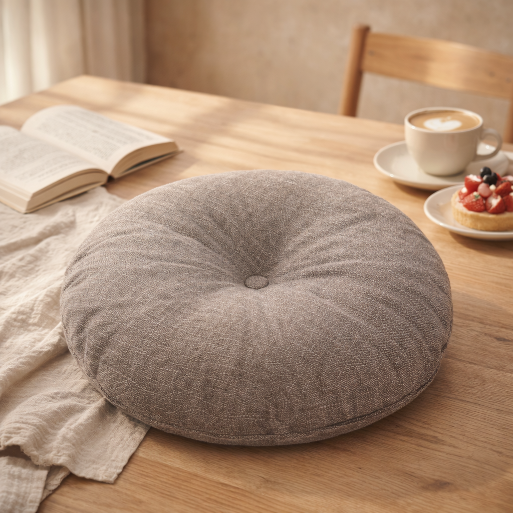 Round Floor Cushion – Soft Tufted Seat Pad