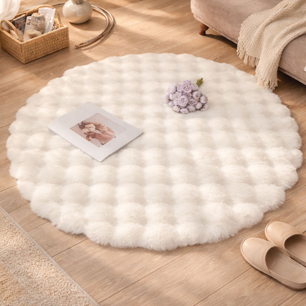 Plush Round Faux Fur Rug