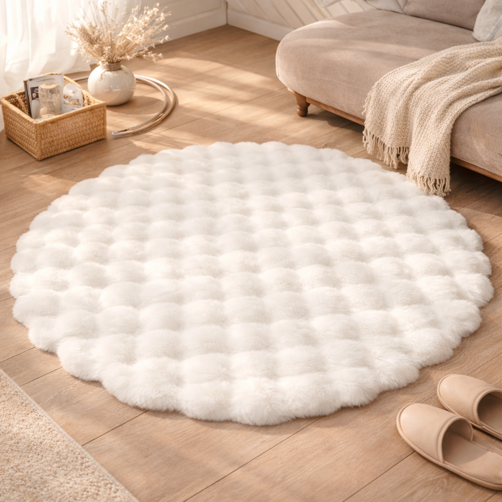 Plush Round Faux Fur Rug