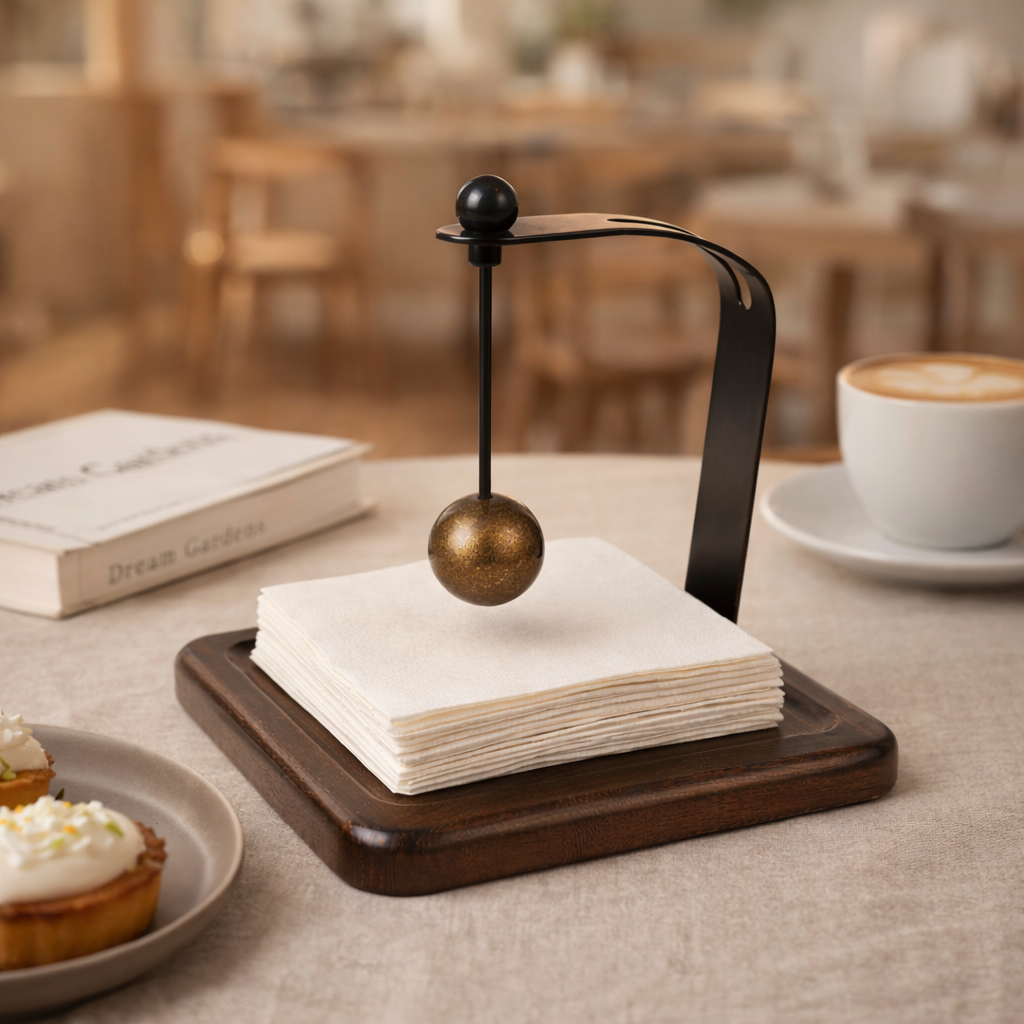 Modern Metal & Wood Napkin Holder