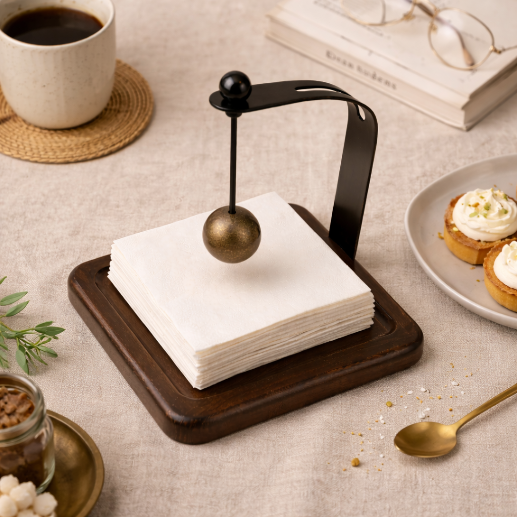 Modern Metal & Wood Napkin Holder