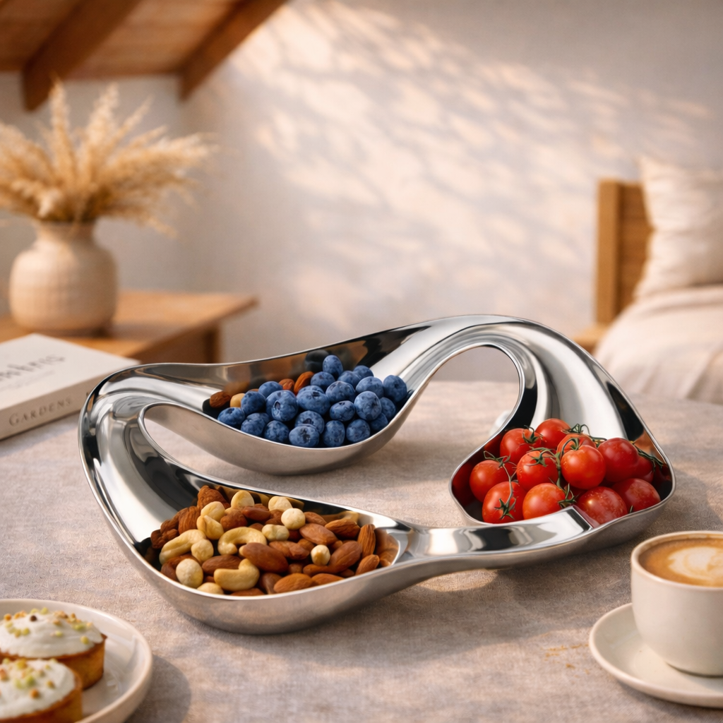 Modern Stainless Steel Divided Serving Bowl