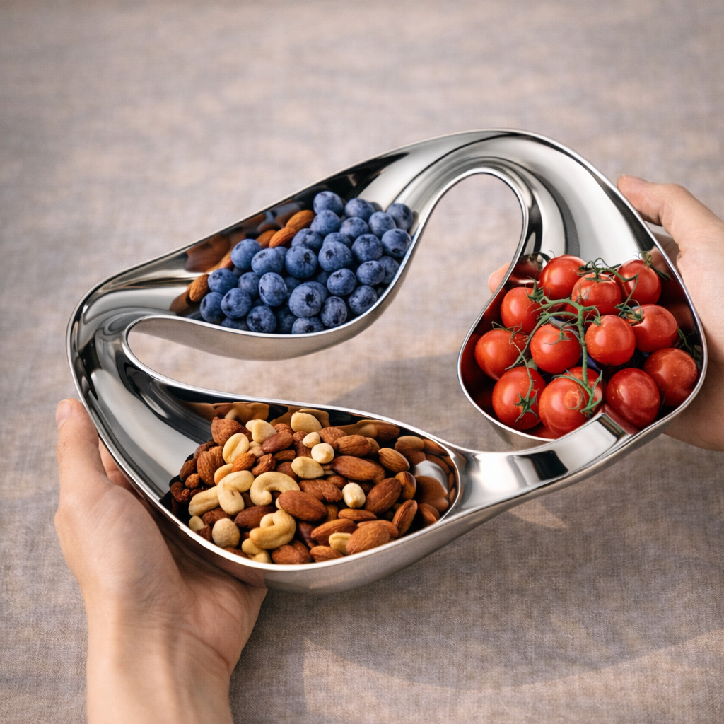 Modern Stainless Steel Divided Serving Bowl