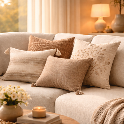 Neutral Boho Throw Pillow Set (4 PCS)