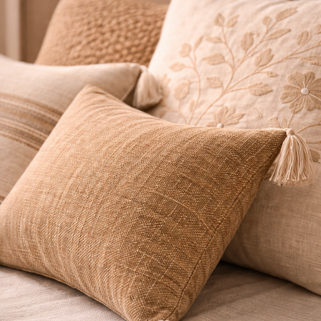 Neutral Boho Throw Pillow Set (4 PCS)
