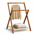 Foldable Wooden Storage Rack with Canvas Shelf