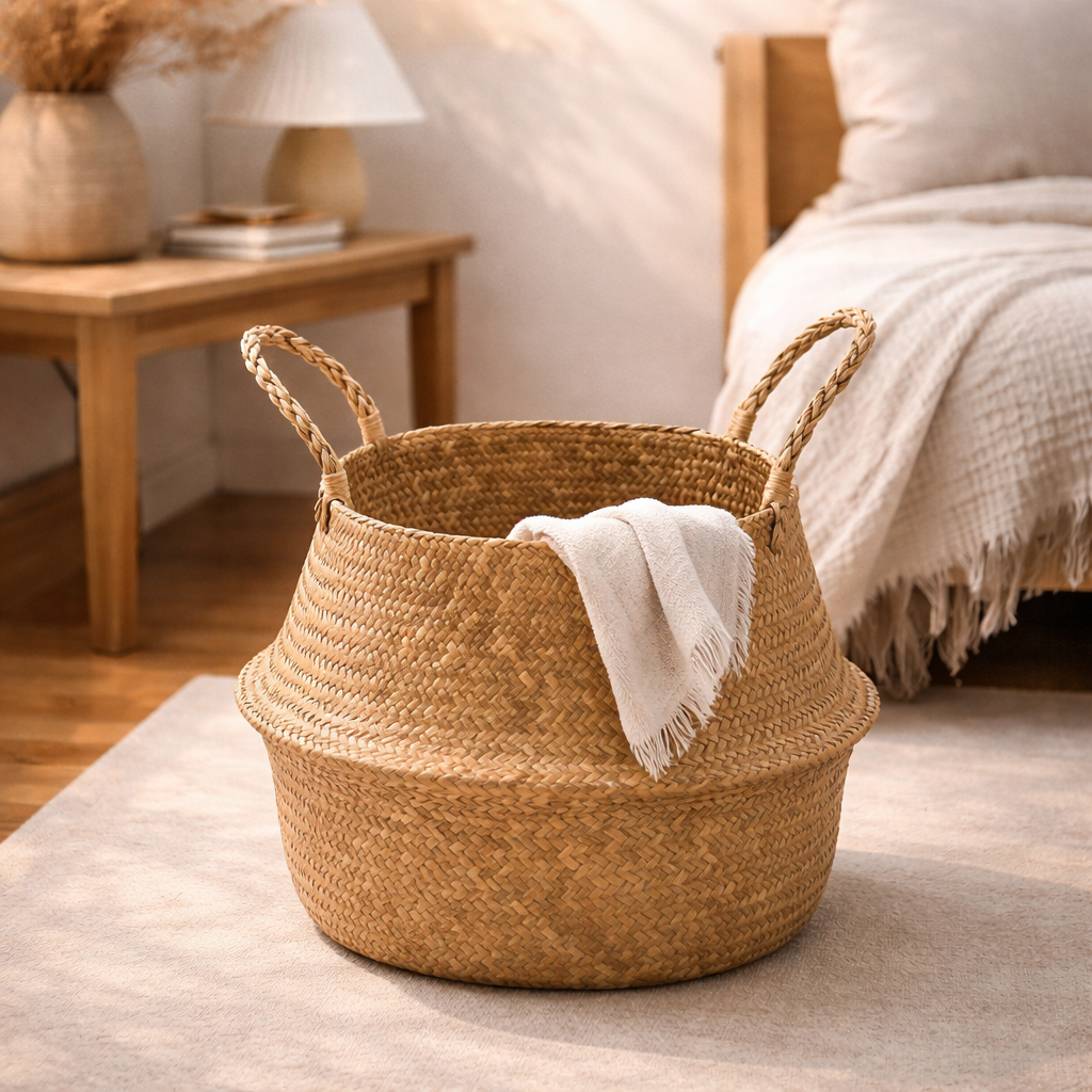 Handwoven Natural Seagrass Storage Basket