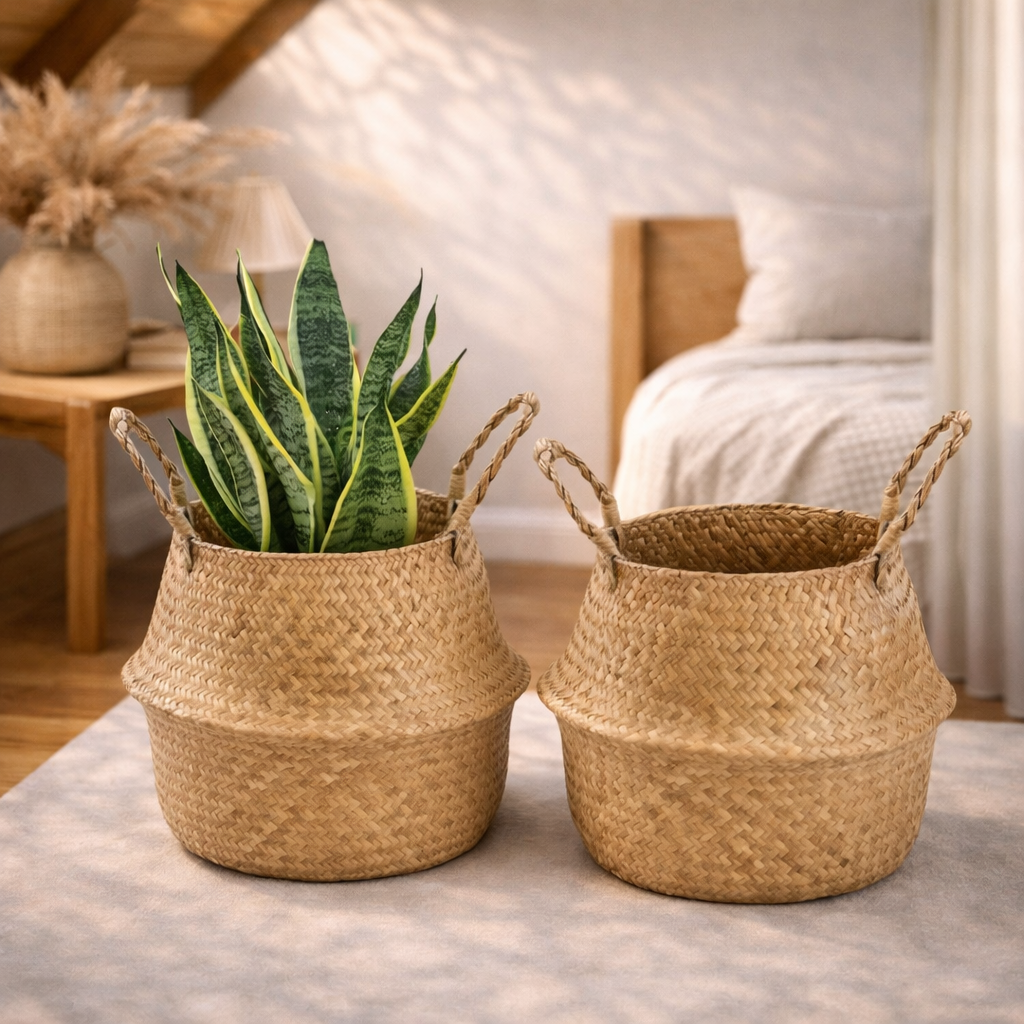 Handwoven Natural Seagrass Storage Basket