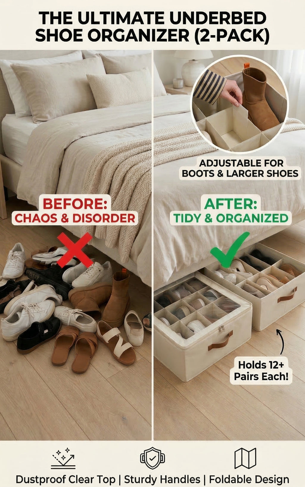 FlexiSpace™ Adjustable Shoe Organizer