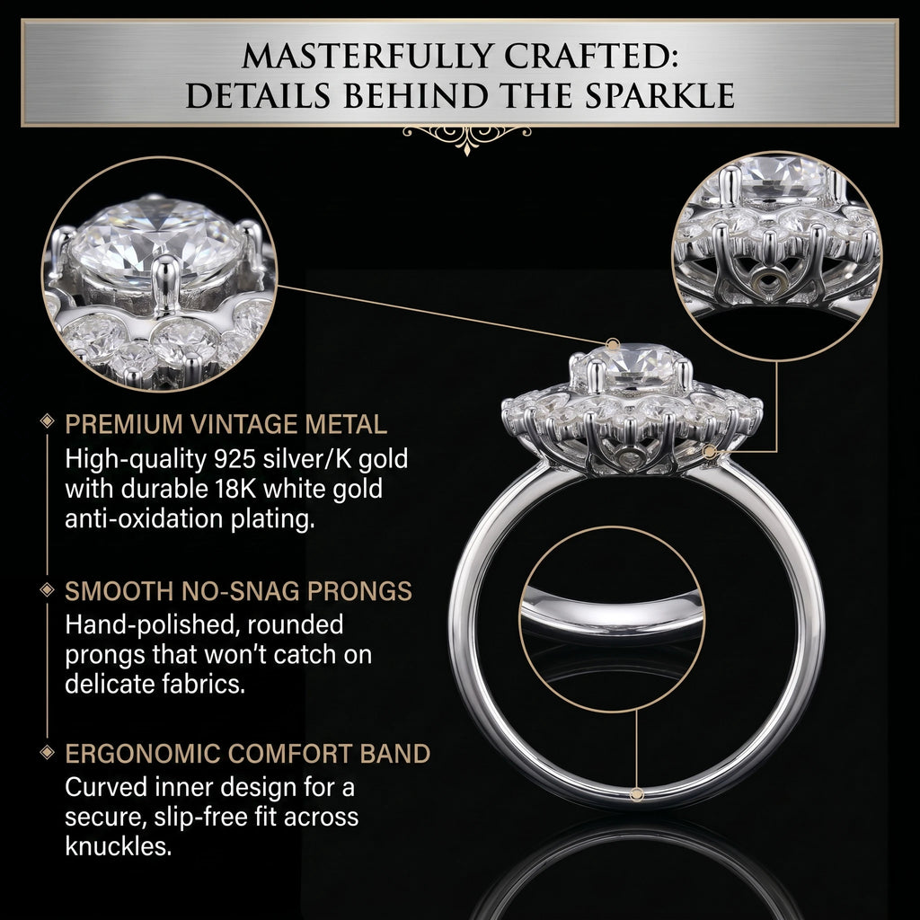 🔥90% OFF Last Day Sale Brilliant Moissanite Halo Ring: Certified Authentic & Everyday Comfort Fit