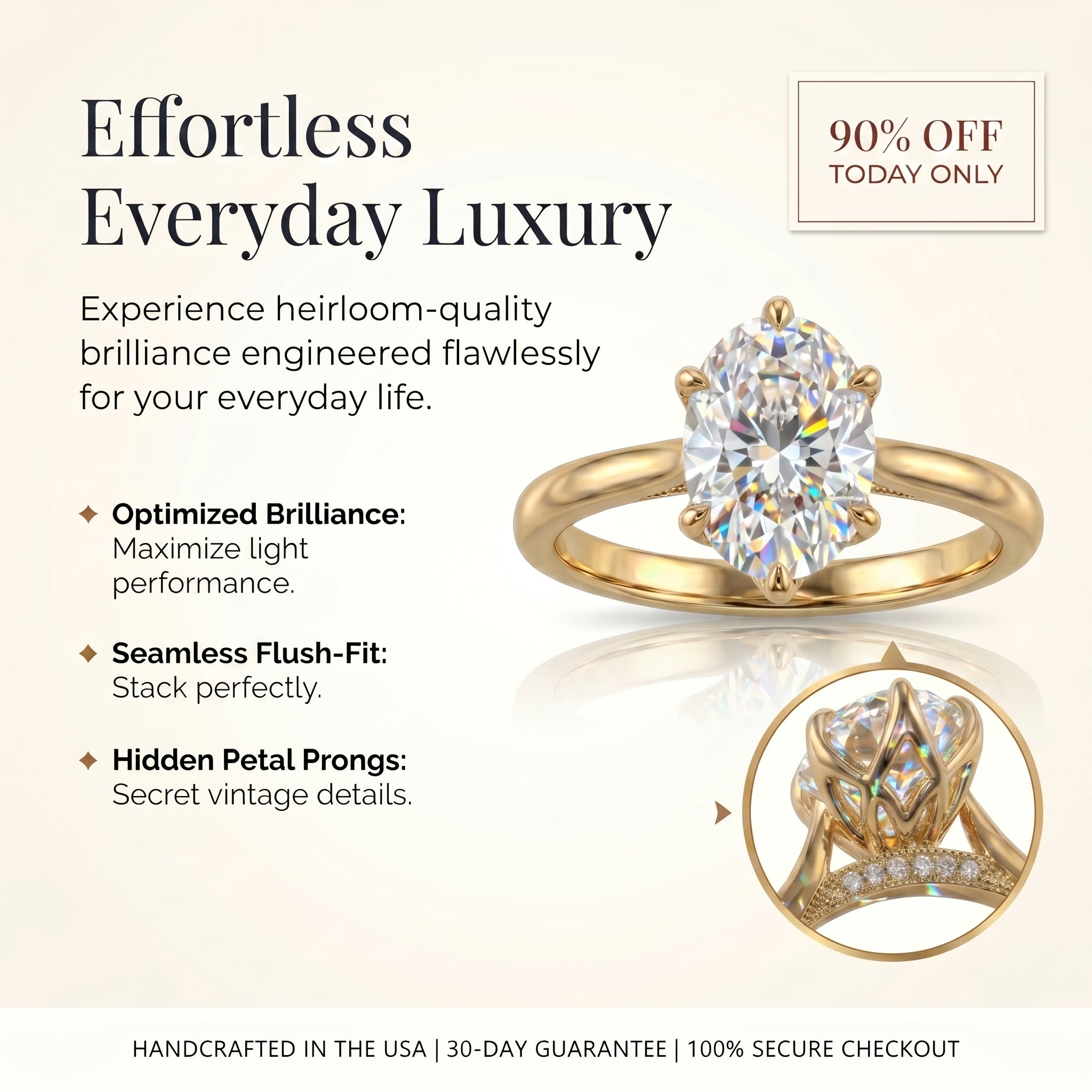 🔥90% OFF Last Day Sale |Vintage Monaco™ Seamless Petal Arch Solitaire