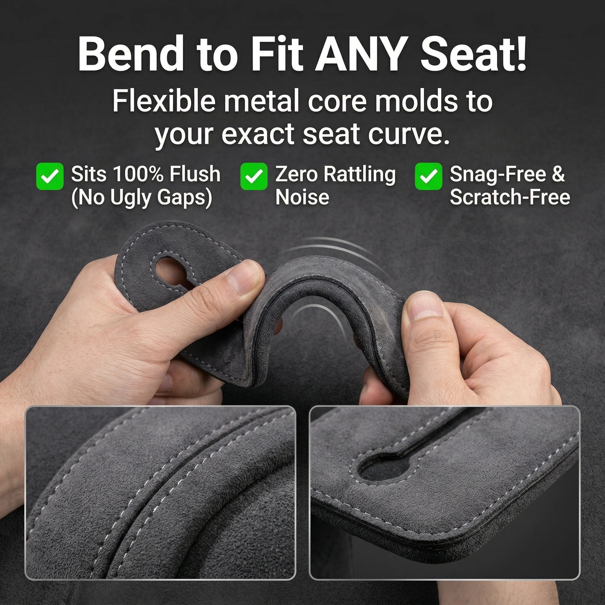ZUVANTA™ Upgraded Bendable Suede Car Headrest Hooks, Anti-Rattle Metal Purse Holder for Car Seat, Heavy Duty 44lbs Double Hanger| 70% OFF🔥 Last Day Sale