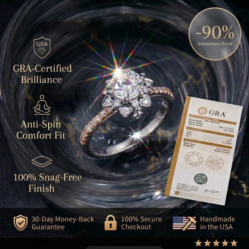 🔥90% OFF Last Day Sale |The Royal Sunburst Moissanite Ring | Hand-Forged Snag-Free Heirloom Quality