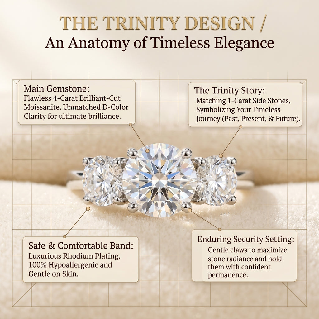 LAST DAY Sale 🔓 80% OFF The Flawless 4-Carat Trinity Ring - Outshines Diamonds, Zero Guilt
