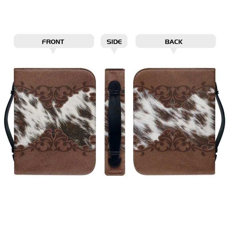 Last Day Sale!🔥 50% OFF The Sunday Grace Western Cowhide Bible Organizer — Handcrafted Zip-Around Cover for Study & Church