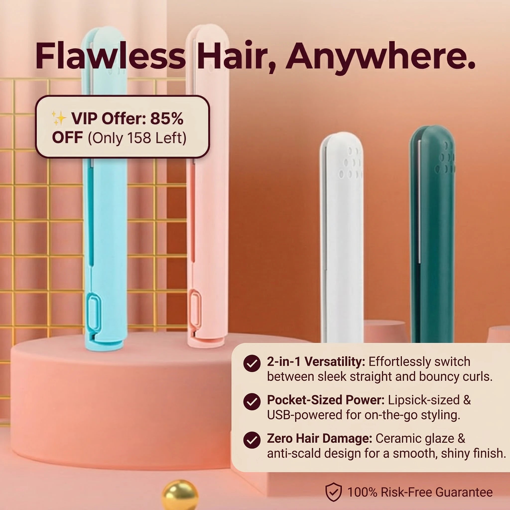 Last Day Sale 🔥85% OFF DualGlam Mini Dual-purpose Curling Iron
