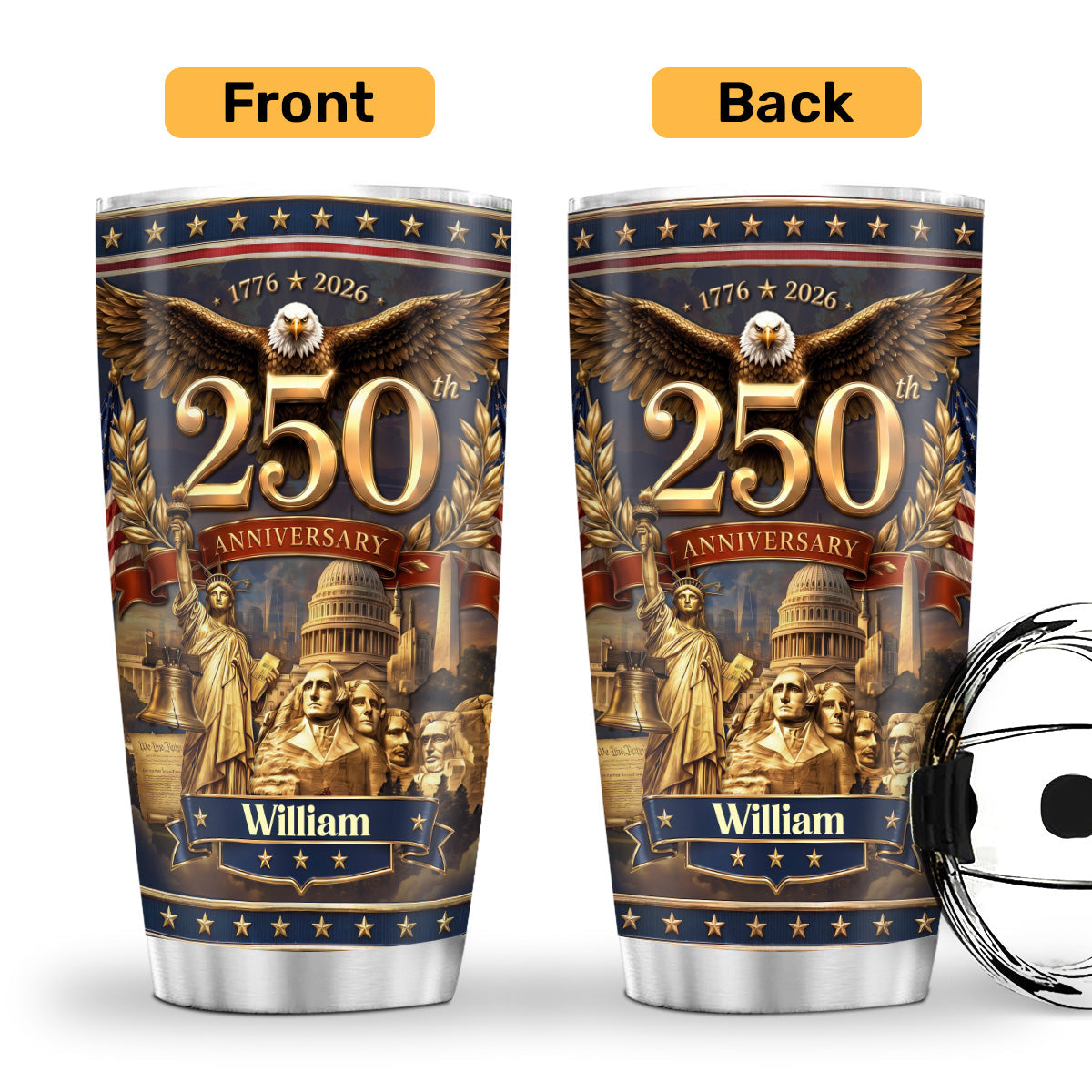 America 250 Years of Freedom - Personalized Stainless Steel Tumbler